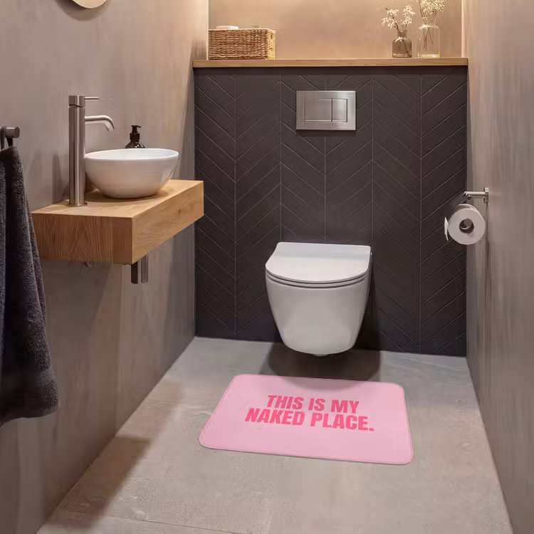 Tekst - Modern - Roze WCmat klein -sfeer2