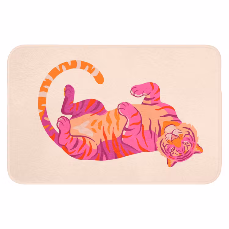 Tijger - Roze - Oranje WCmat klein -3d