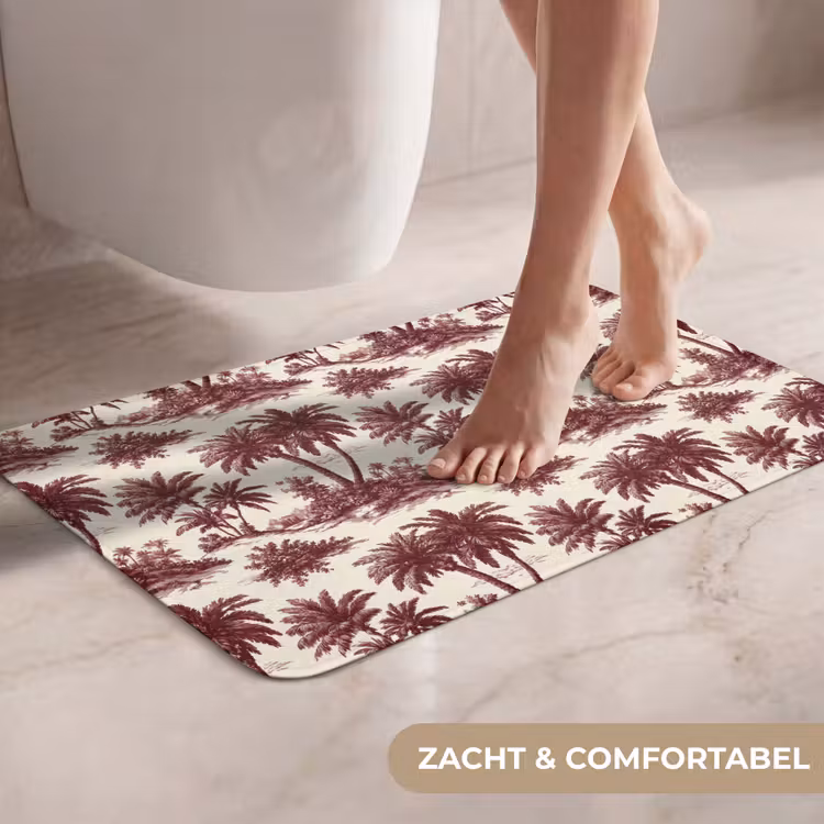 Tropisch - Geometrisch - Bordeauxrood WCmat klein 1009 -USP_ZachtNL