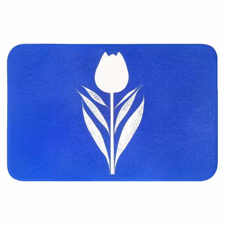 Tulp - Minimalistisch - Bladeren - Wit WCmat klein -3d