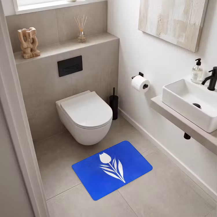 Tulp - Minimalistisch - Bladeren - Wit WCmat klein -sfeer1