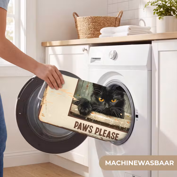 Vintage - Kat - Quotes - Wash your paws please - Spreuken WCmat klein -USP_WasbaarNL