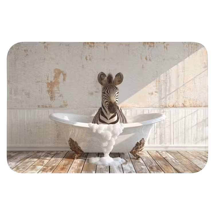 Vintage - Zebra - Wilde dieren - Badkuip WCmat klein -3d