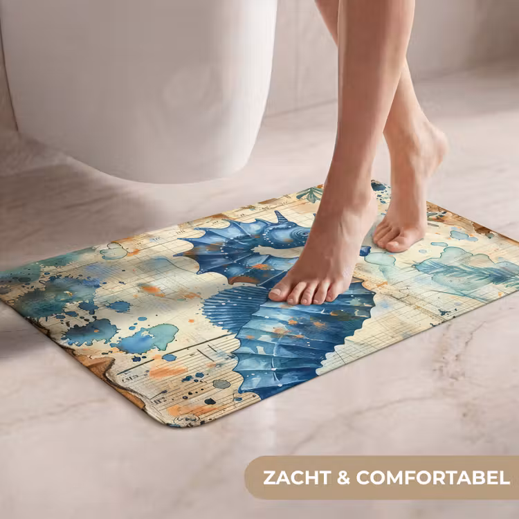 Vintage - Zeedieren - Zeepaardje - Watercolor - Blauw WCmat klein -USP_ZachtNL