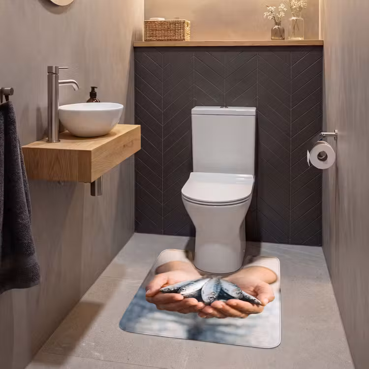 WC Mat - Vis - Handen - Natuur - Vis - Handen - Natuur WCmat U-uitsnede middel