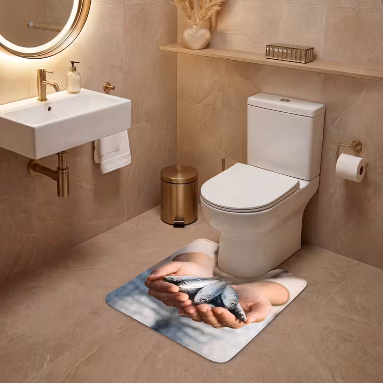 WC Mat - Vis - Handen - Natuur - Vis - Handen - Natuur WCmat U-uitsnede middel