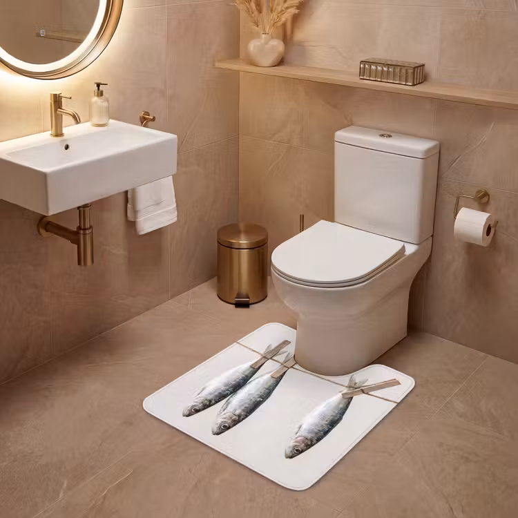 WC Mat - Vis - Hangend - Eten - Vis - Hangend - Eten WCmat U-uitsnede middel