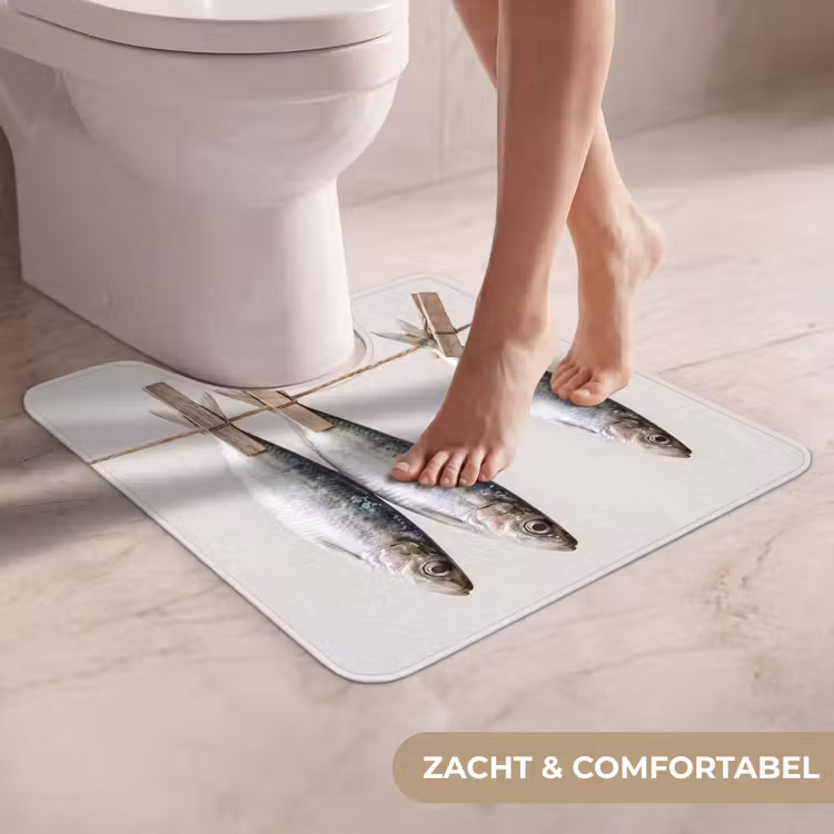 WC Mat - Vis - Hangend - Eten - Vis - Hangend - Eten WCmat U-uitsnede middel