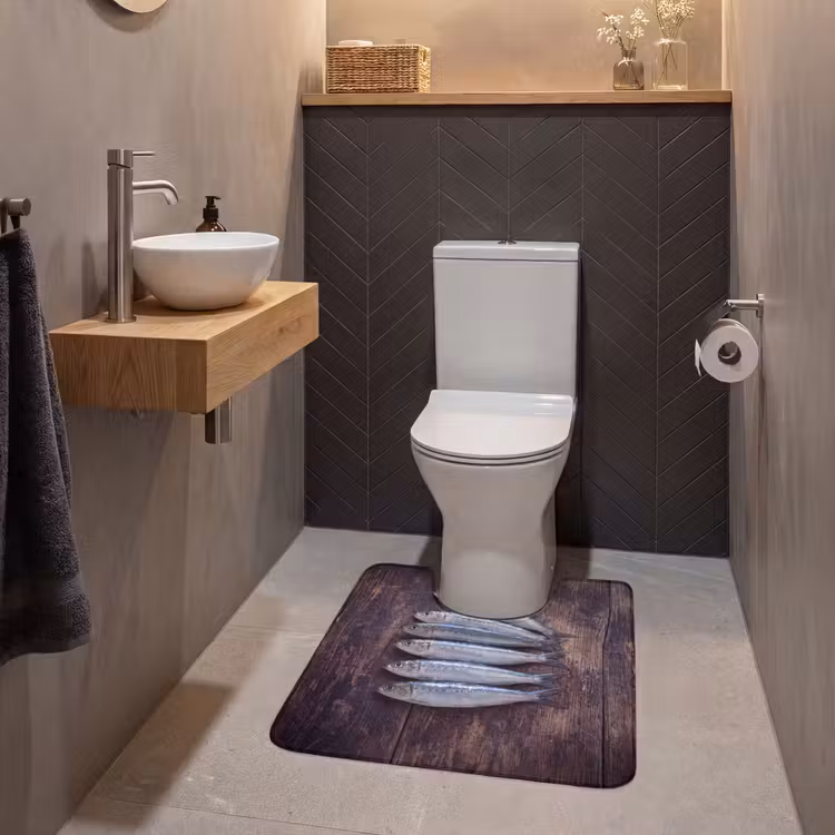 WC Mat - Vis - Hout - Eten - Vis - Hout - Eten WCmat U-uitsnede middel