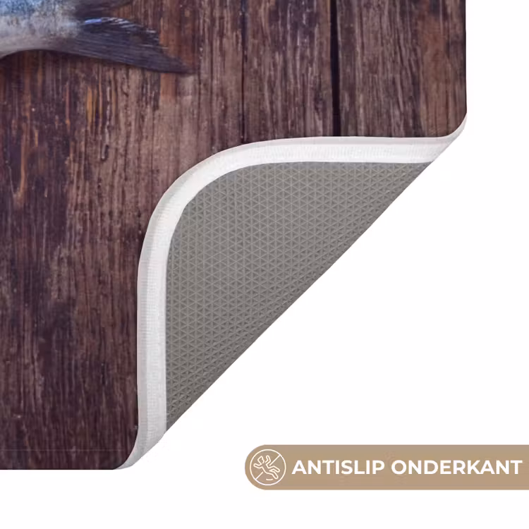 WC Mat - Vis - Hout - Eten - Vis - Hout - Eten WCmat U-uitsnede middel
