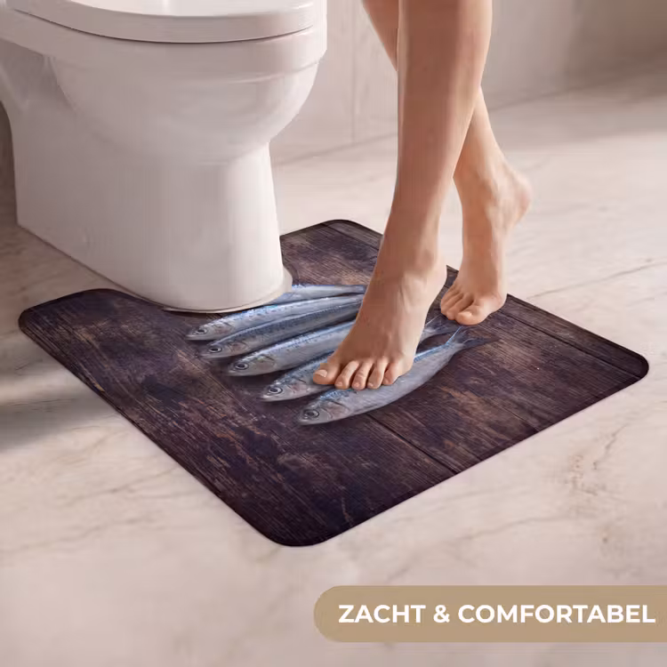 WC Mat - Vis - Hout - Eten - Vis - Hout - Eten WCmat U-uitsnede middel