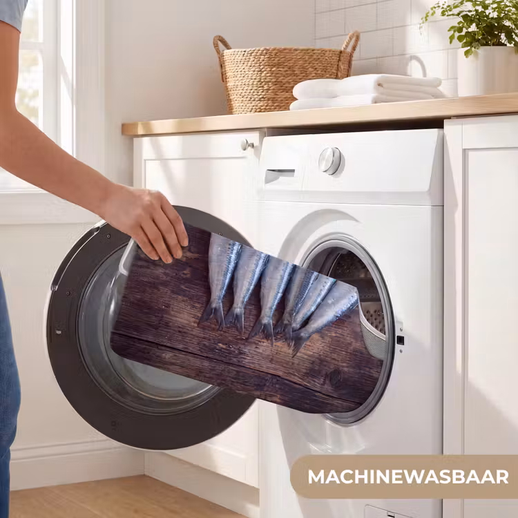 WC Mat - Vis - Hout - Eten - Vis - Hout - Eten WCmat U-uitsnede middel