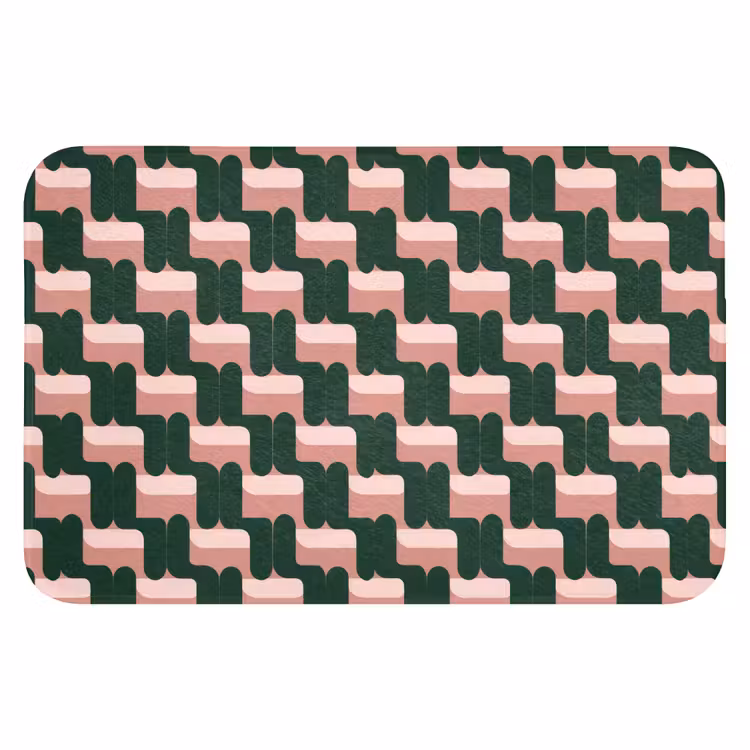 Vlechtpatroon - Groen - Roze - Geometrisch WCmat klein 1009 -3d