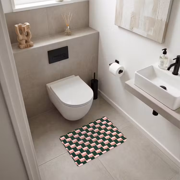 Vlechtpatroon - Groen - Roze - Geometrisch WCmat klein 1009 -sfeer1
