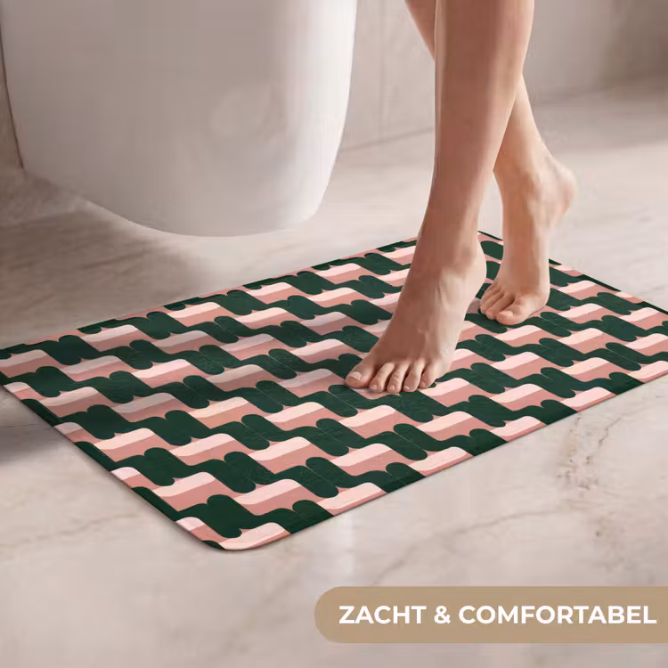 Vlechtpatroon - Groen - Roze - Geometrisch WCmat klein 1009 -USP_ZachtNL