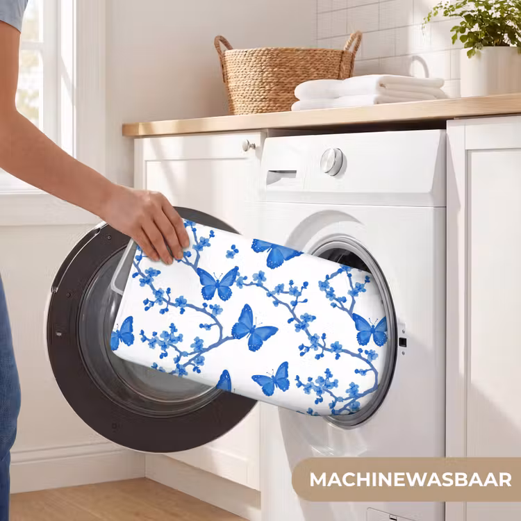 Vlinder - Bloemen - Blauw WCmat klein 1009 -USP_WasbaarNL