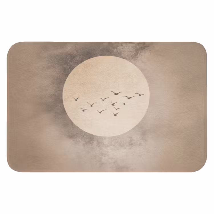 Vogel - Beige - Japandi WCmat klein -3d