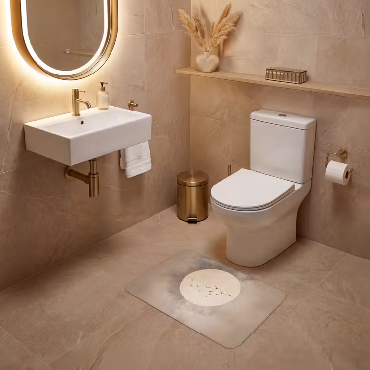 Vogel - Beige - Japandi WCmat klein -sfeer3
