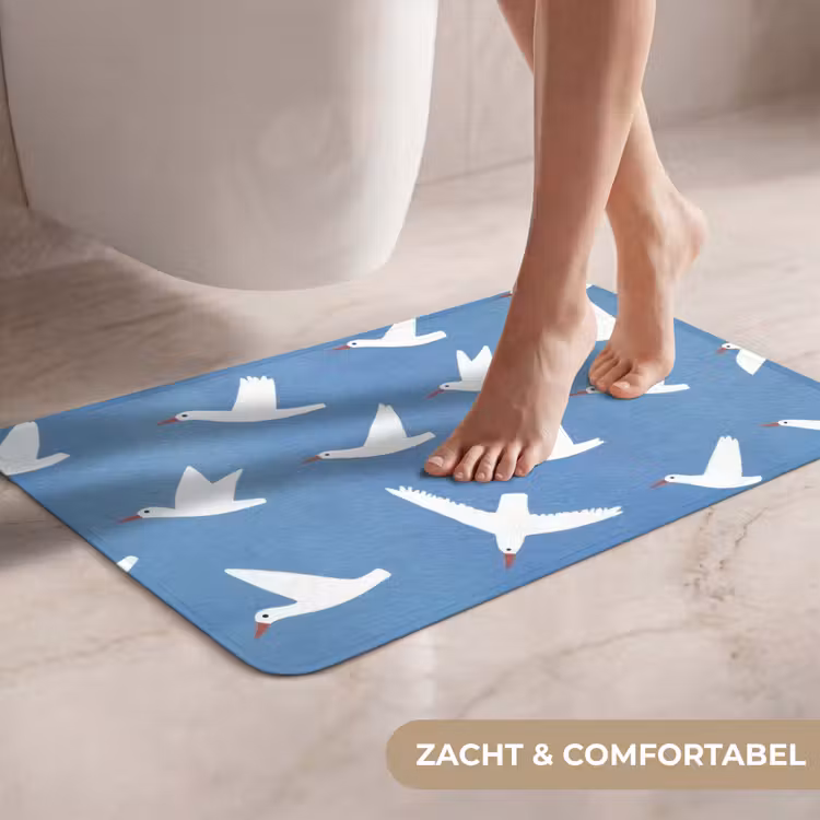 Vogels - Wit - Patroon WCmat klein -USP_ZachtNL
