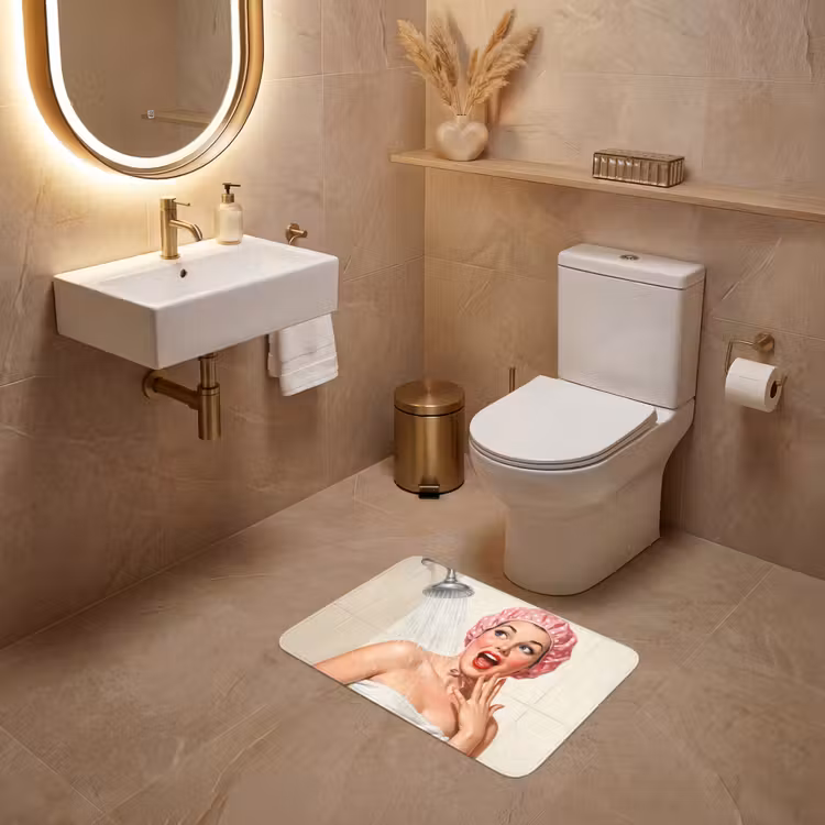 Vrouw - Douche - Roze WCmat klein -sfeer3