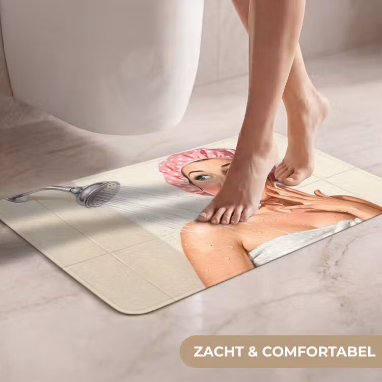 Vrouw - Douche - Roze WCmat klein -USP_ZachtNL