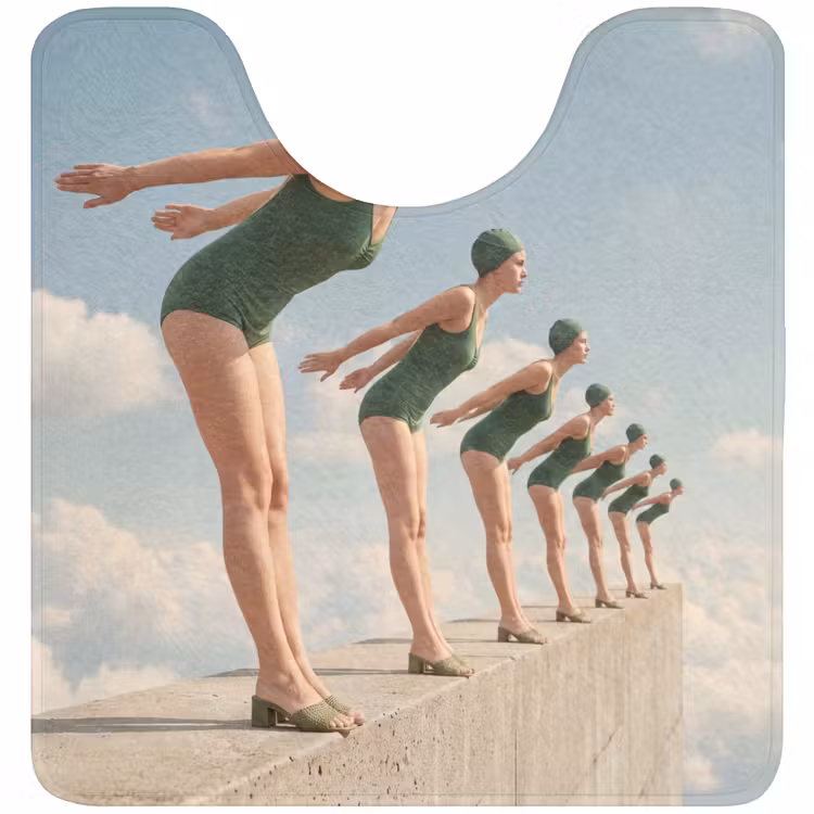 WC Mat - Vrouwen - Duikhouding - Wolken - Vrouwen - Duikhouding - Wolken WCmat U-uitsnede middel