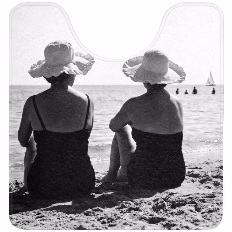 Vrouwen - Zonnehoed - Strand - Zwart - Wit WCmat klein -3d