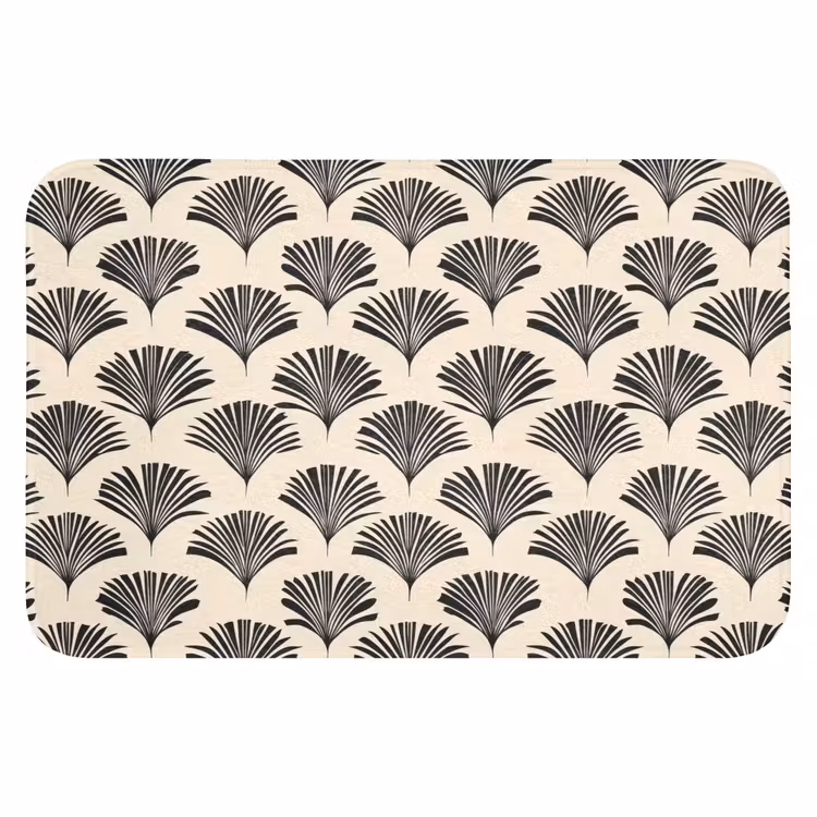 Waaiers - Botanisch - Zwart - Beige WCmat klein 1009 -3d