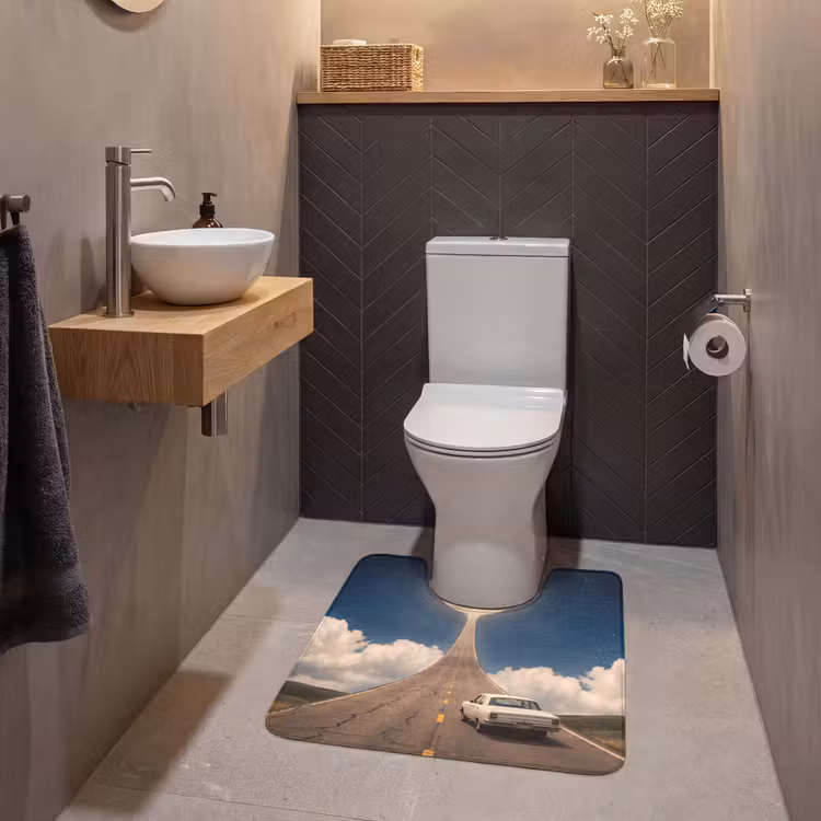 WC Mat - Weg - Maan - Nacht - Weg - Maan - Nacht WCmat U-uitsnede middel