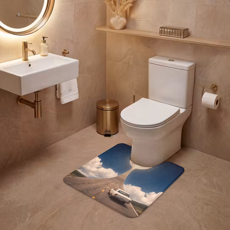 WC Mat - Weg - Maan - Nacht - Weg - Maan - Nacht WCmat U-uitsnede middel