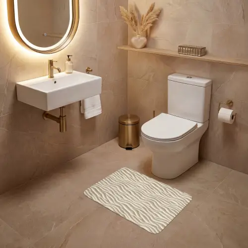 Zand - Golven - Beige WCmat klein 1009 -sfeer3