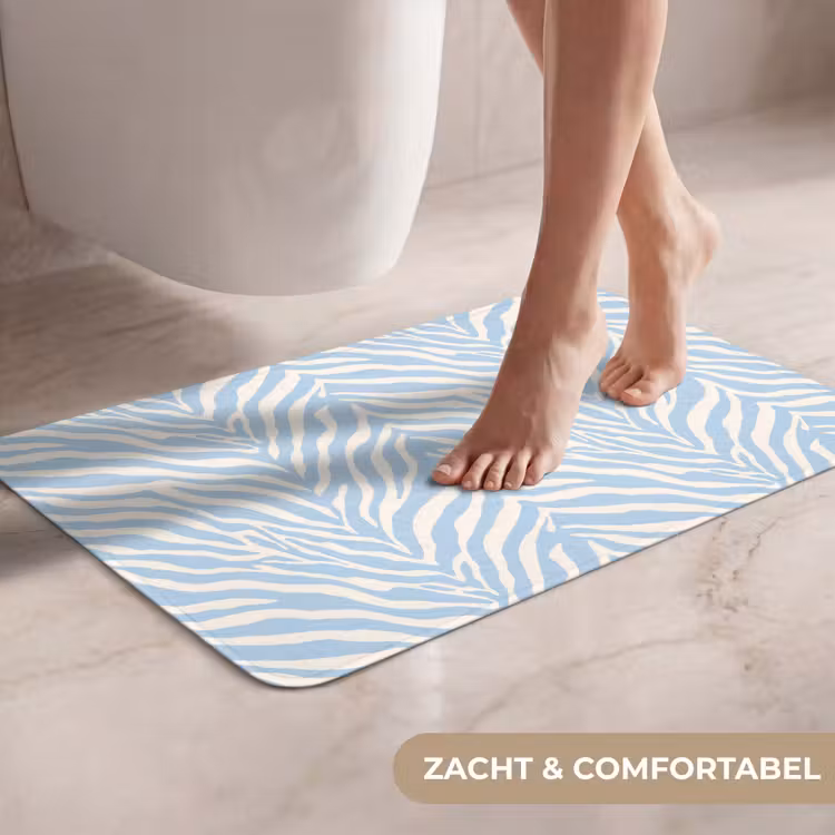 Zebra - Motief - Blauw - Wit WCmat klein 1009 -USP_ZachtNL