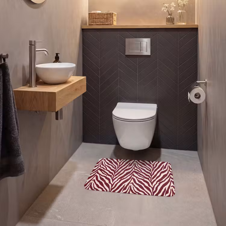 Zebra - Motief - Bordeaux - Rood WCmat klein 1009 -sfeer2