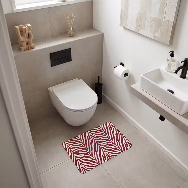 Zebra - Motief - Bordeaux - Rood WCmat klein 1009 -sfeer1