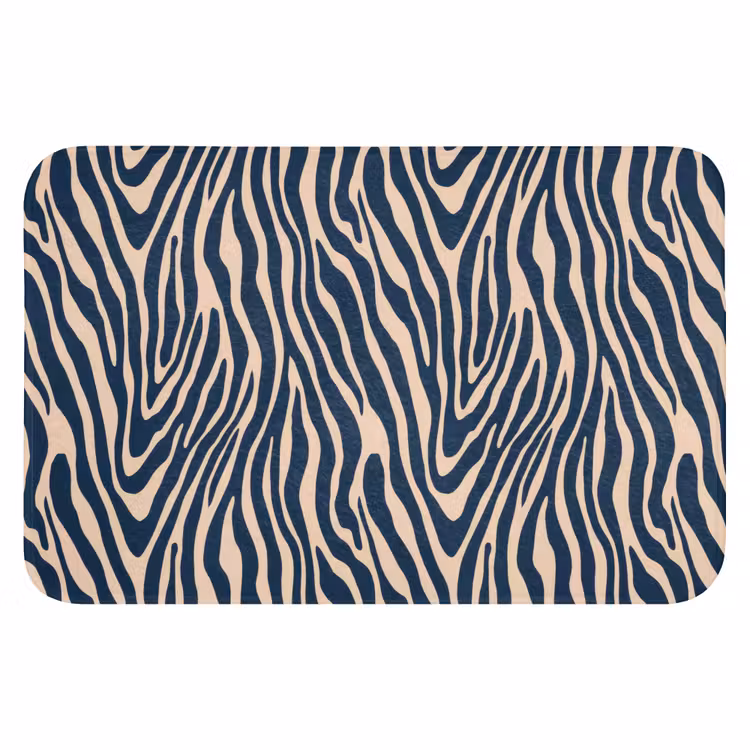 Zebra - Patroon - Blauw - Beige WCmat klein 1009 -3d