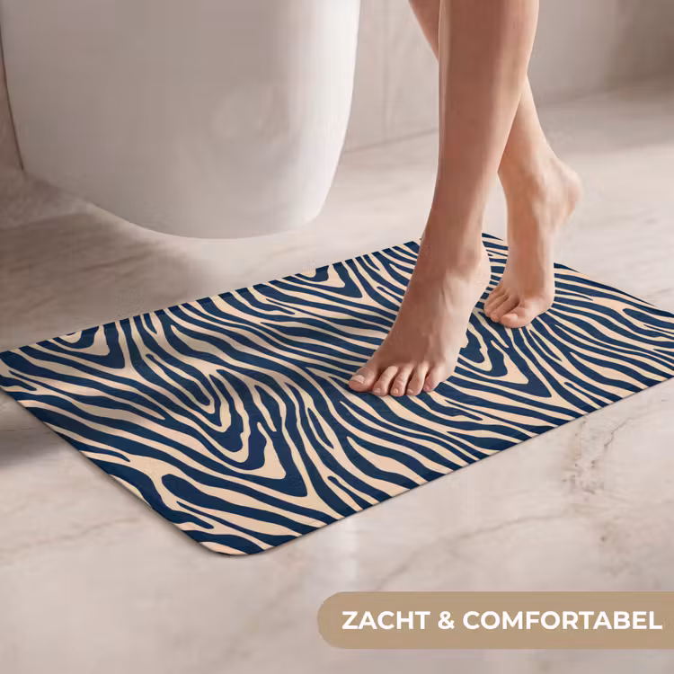 Zebra - Patroon - Blauw - Beige WCmat klein 1009 -USP_ZachtNL