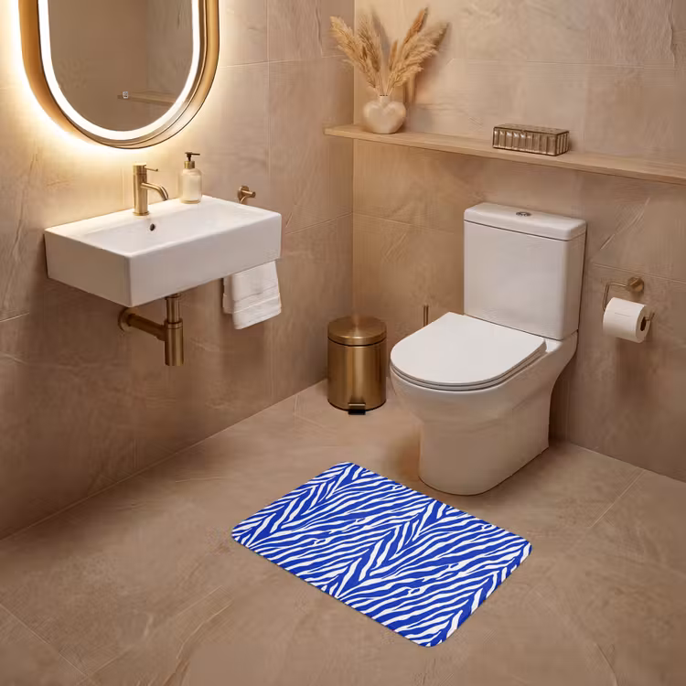 Zebra - Patroon - Kobalt - Blauw WCmat klein 1009 -sfeer3