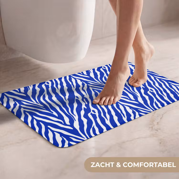 Zebra - Patroon - Kobalt - Blauw WCmat klein 1009 -USP_ZachtNL