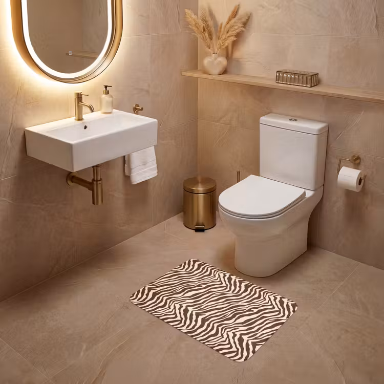 Zebra - Patroon - Zwart - Wit WCmat klein 1009 -sfeer3