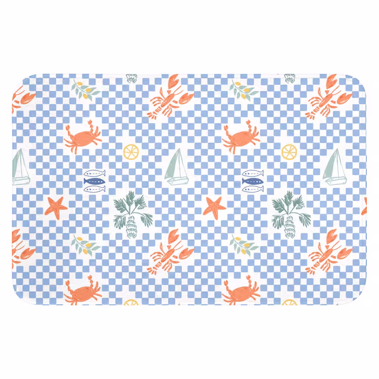Zee - Patroon - Zeilboot - Blauw WCmat klein 1009 -3d