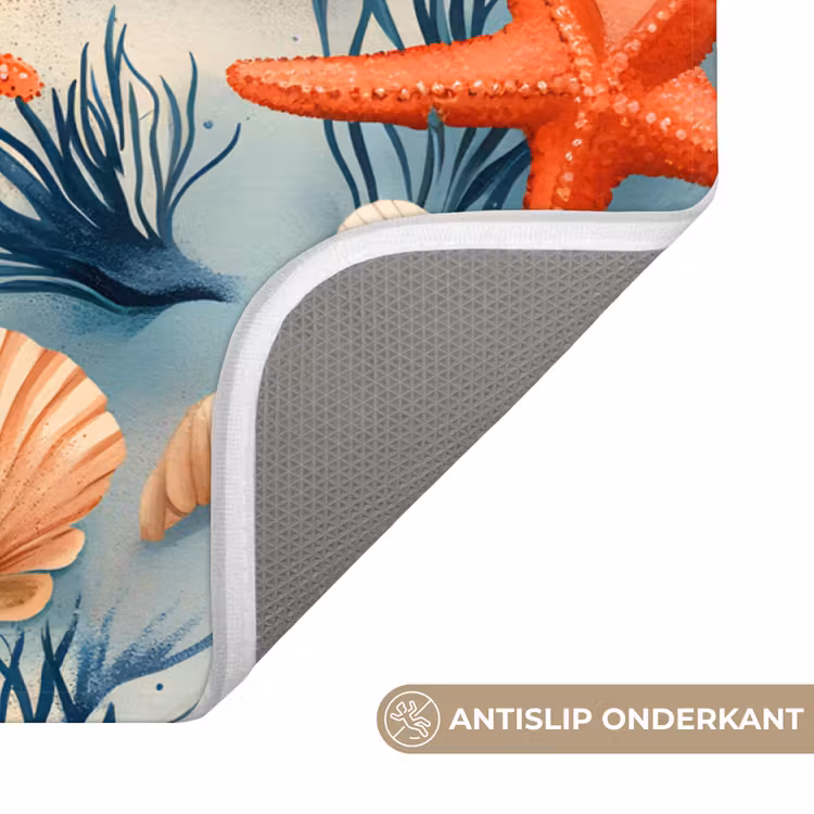 Zeesterren - Schelpen - Illustratie - Zand WCmat klein -USP_AntislipNL