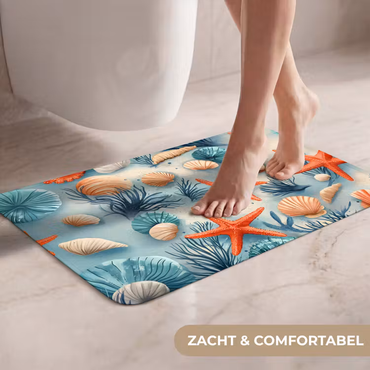 Zeesterren - Schelpen - Illustratie - Zand WCmat klein -USP_ZachtNL