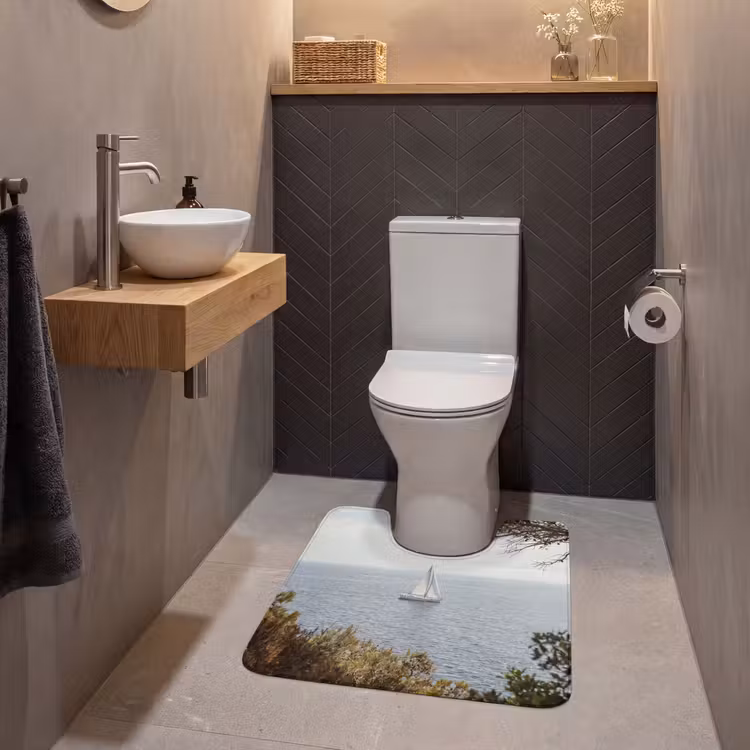 WC Mat - Zeilboot - bomen - water - Zeilboot - bomen - water WCmat U-uitsnede middel