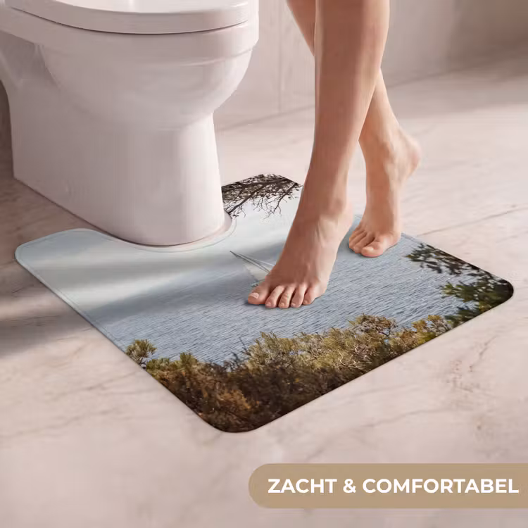 WC Mat - Zeilboot - bomen - water - Zeilboot - bomen - water WCmat U-uitsnede middel