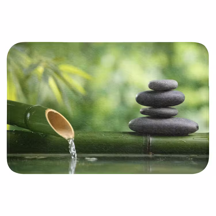Zen - Stenen - Groen - Natuur - Bamboe WCmat klein -3d