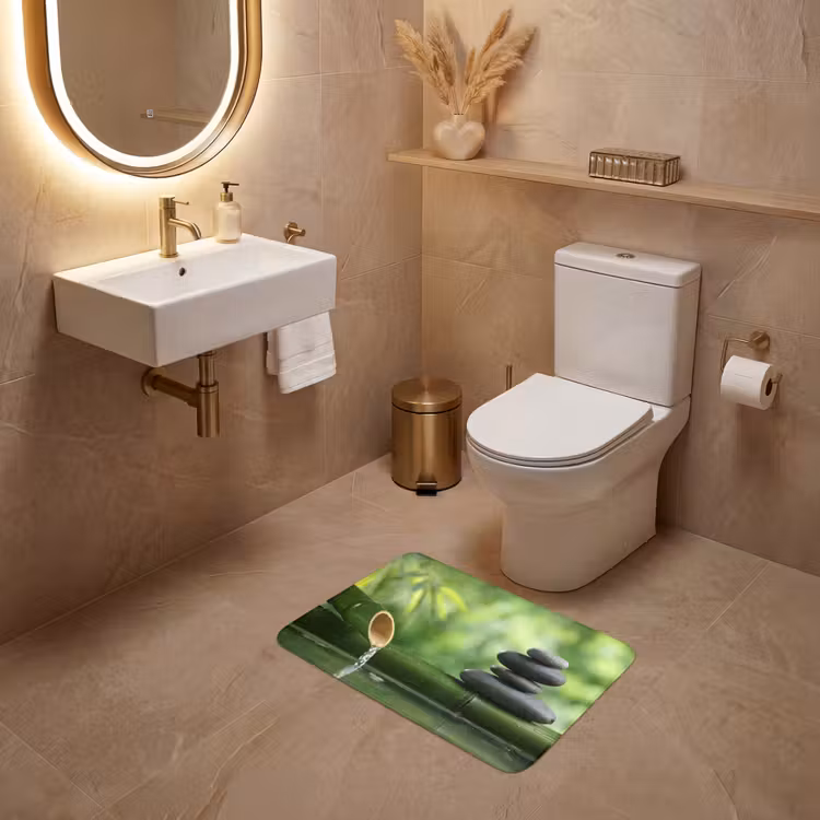 Zen - Stenen - Groen - Natuur - Bamboe WCmat klein -sfeer3