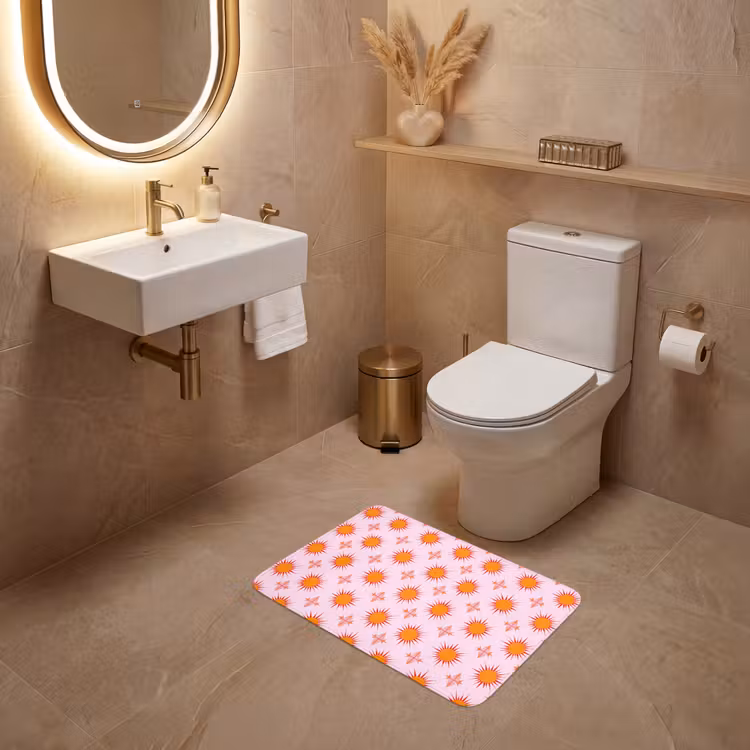 Zon - Patroon - Roze WCmat klein 1009 -sfeer3