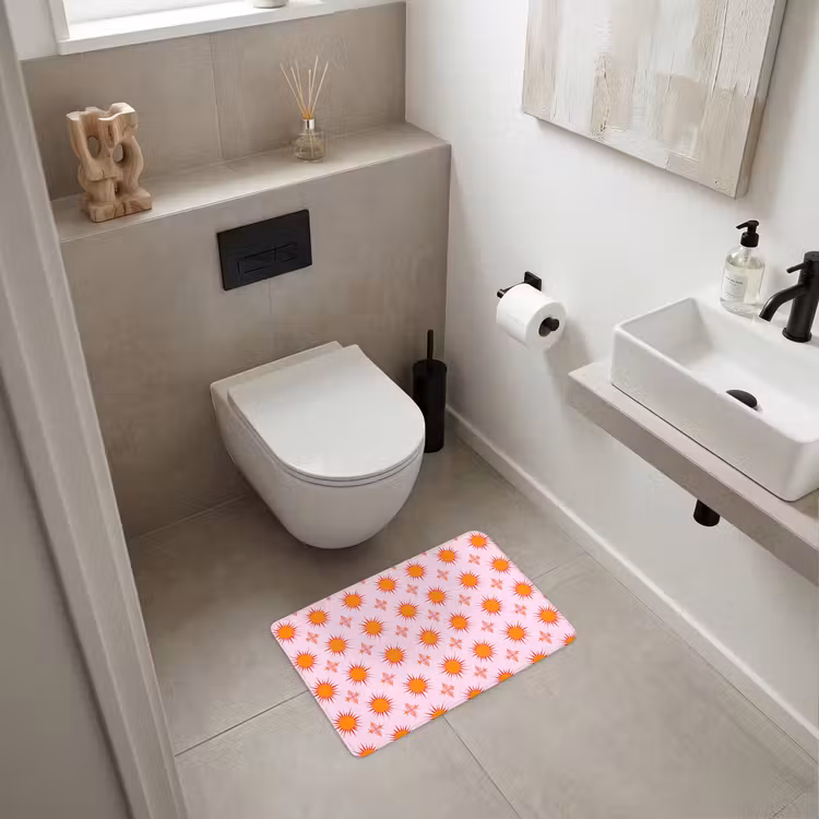 Zon - Patroon - Roze WCmat klein 1009 -sfeer1