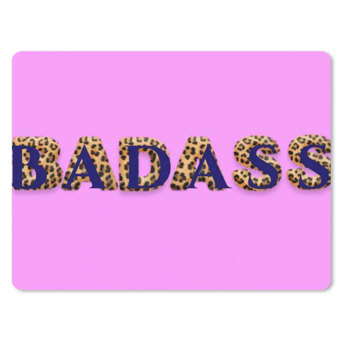 Felroze - Badass - Panterprint - Schaduw muismat rubber klein -3d