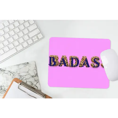 Felroze - Badass - Panterprint - Schaduw muismat rubber klein -witbureau